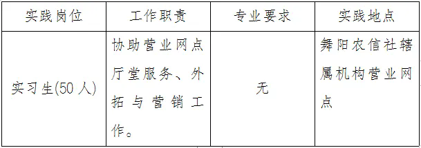 　2024年舞陽縣大學(xué)生“返家鄉(xiāng)”暑期社會實踐招聘公告（舞陽農(nóng)信社專版）